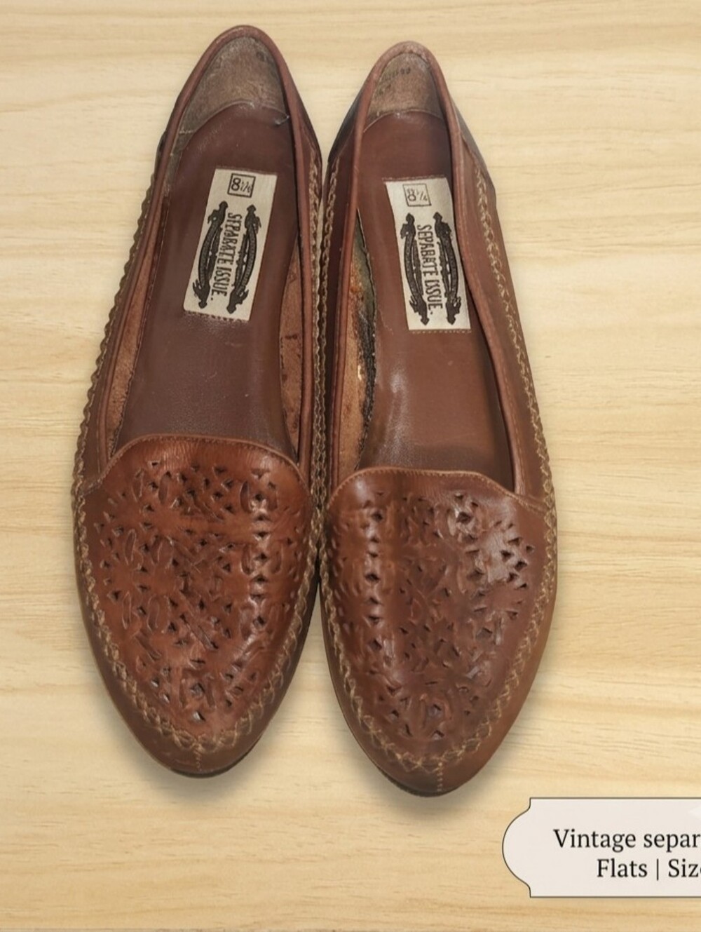 Vintage Separate Issue Brown Leather Woven Women's 8.5 Slip-on Loafers Brazil